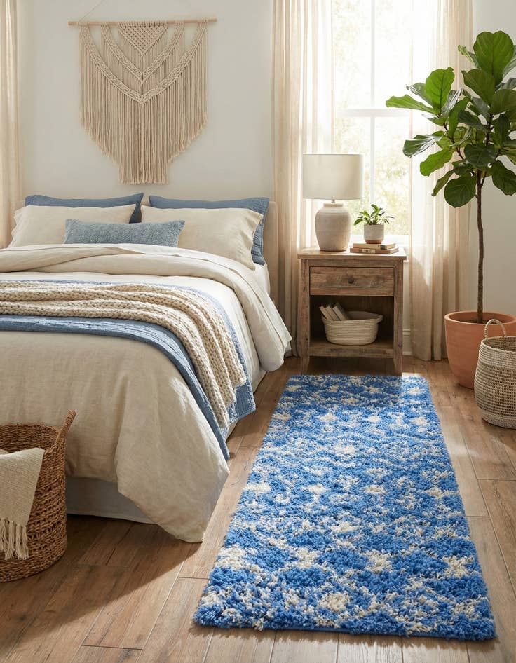 Detail image of 2' x 8' Moroccan Trellis Shag Runner Rug