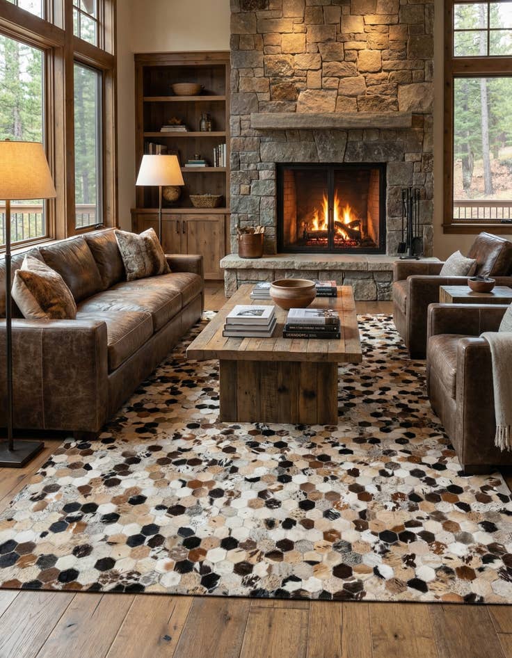 Detail image of 5' x 7' 11 Cowhide - Patchwork Rug