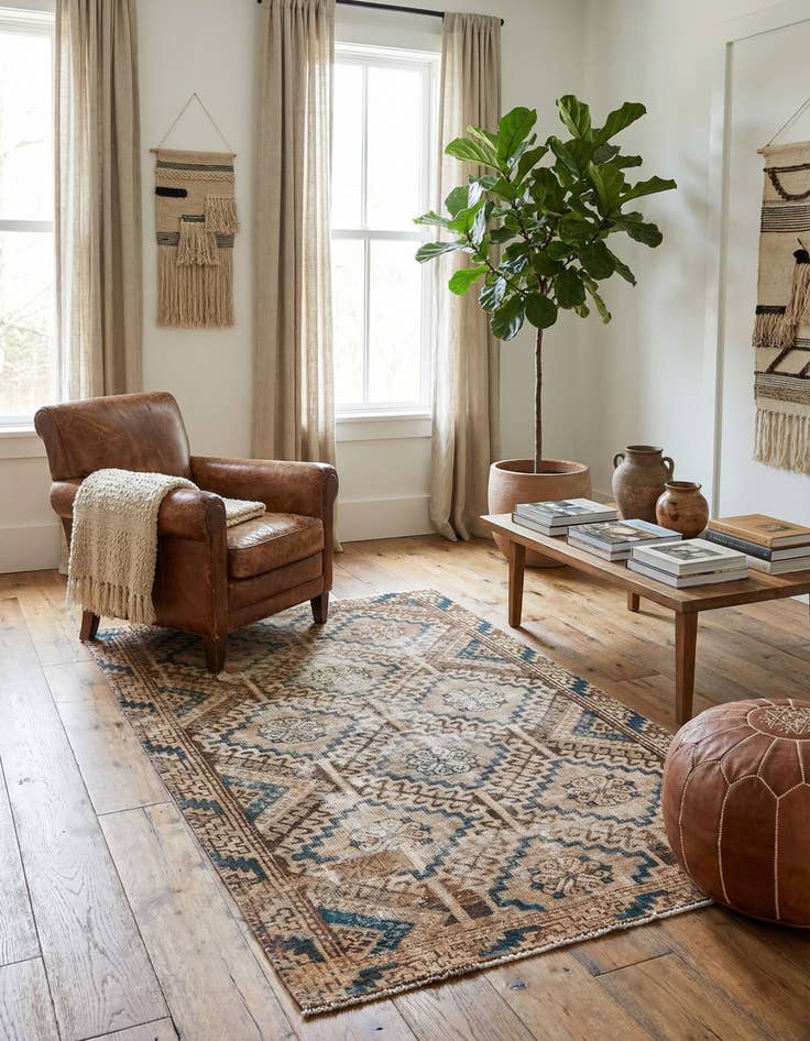 Detail image of 3' 10 x 6' 2  Hand Knotted Ultra Vintage Persian Wool Rug