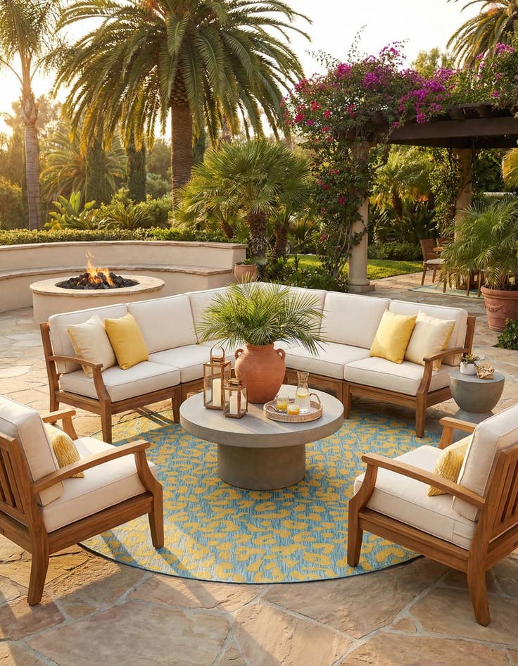 Detail image of 10' x 10'  Washable Safari Indoor / Outdoor Round Rug