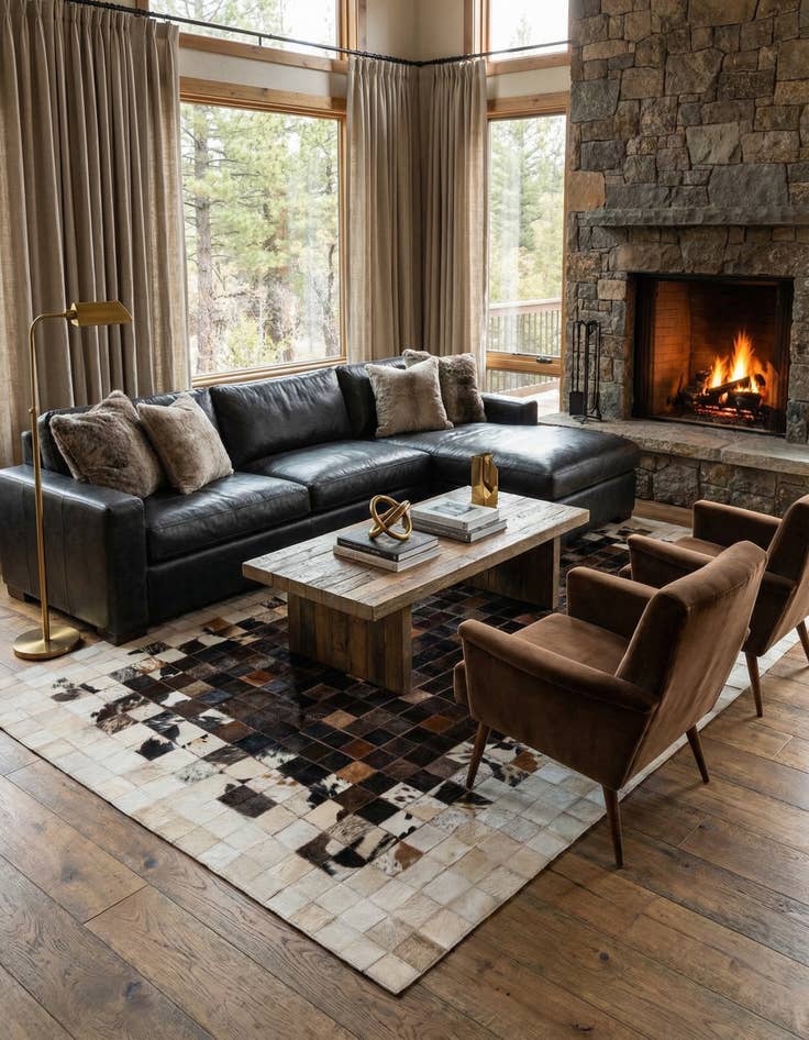 Detail image of 5' x 7' 11 Cowhide Stocks Rug