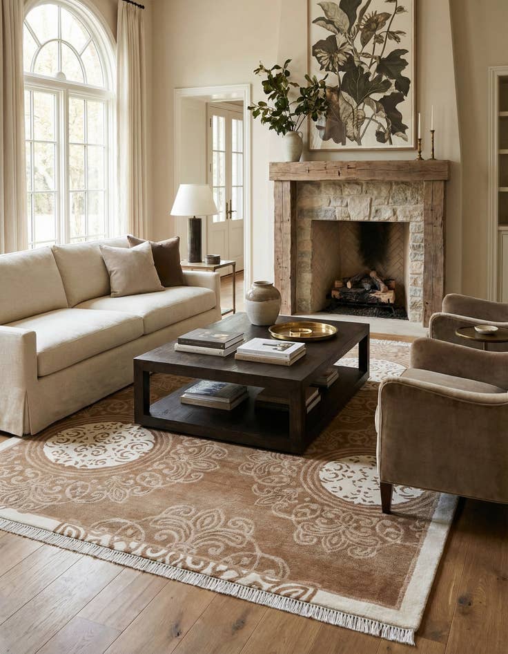 Detail image of  5' 9 x 8'  Hand Knotted Darya Wool Rug