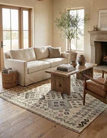 5' x 6' 8 Hand Woven Kilim Maymana Wool Rug