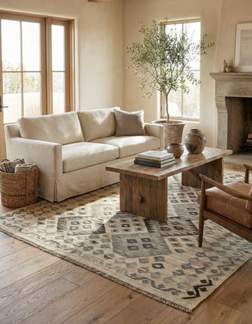 5' x 6' 8 Hand Woven Kilim Maymana Wool Rug