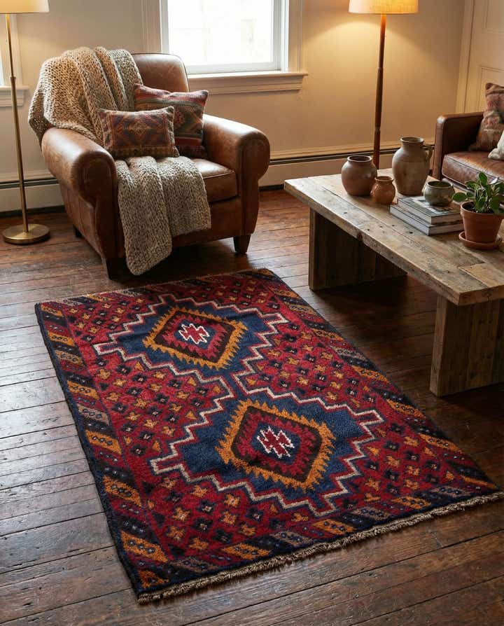 2' 11 x 4' 6 Hand Knotted Balouch Persian Wool Rug