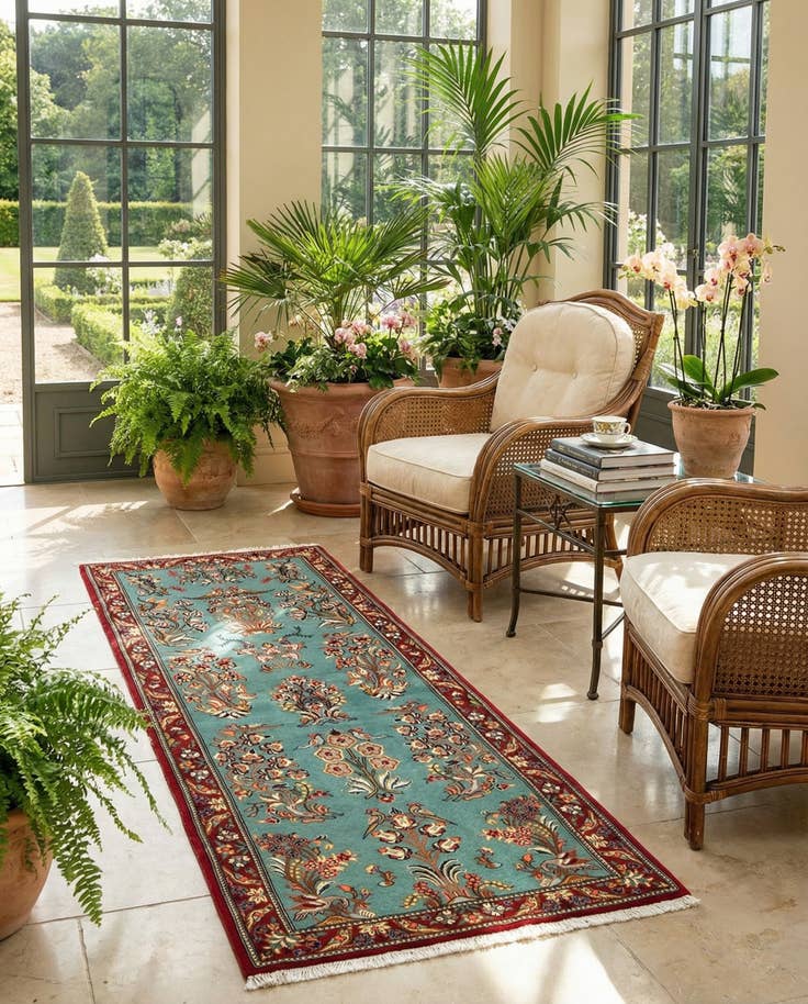 Detail image of 2' 8 x 7' 4 Hand Knotted Qom Persian Runner Rug