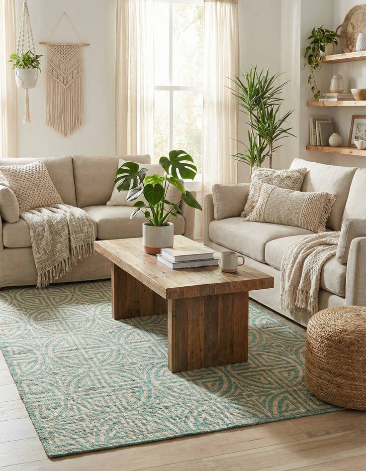 Detail image of 7' 10 x 7' 10  Hand Woven Chenille Jute Square Rug