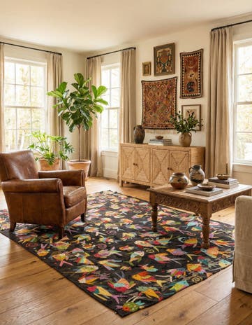 4' 8 x 5' 10 Hand Woven Kilim Suzani Wool Rug