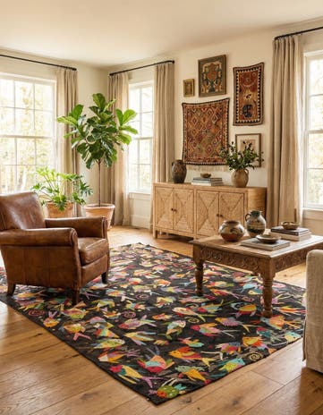 4' 8 x 5' 10 Hand Woven Kilim Suzani Wool Rug