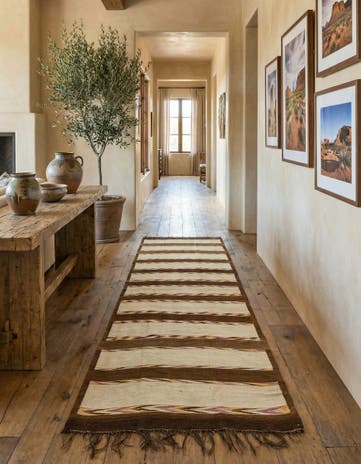 4' 10 x 14' Hand Woven Kilim Fars Wool Runner Rug