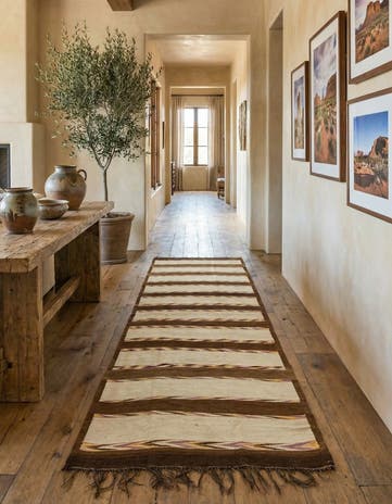 4' 10 x 14' Hand Woven Kilim Fars Wool Runner Rug