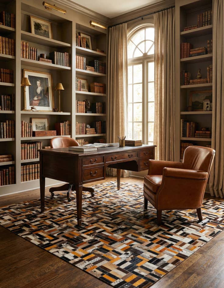 Detail image of 4' 11 x 7' 10 Cowhide - Patchwork Rug