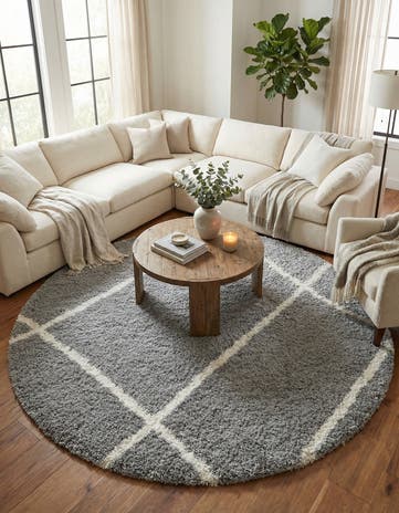 Ash Gray Infinity Shag Round Rug