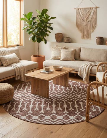 Dusty Rose Eco Trellis Round Rug