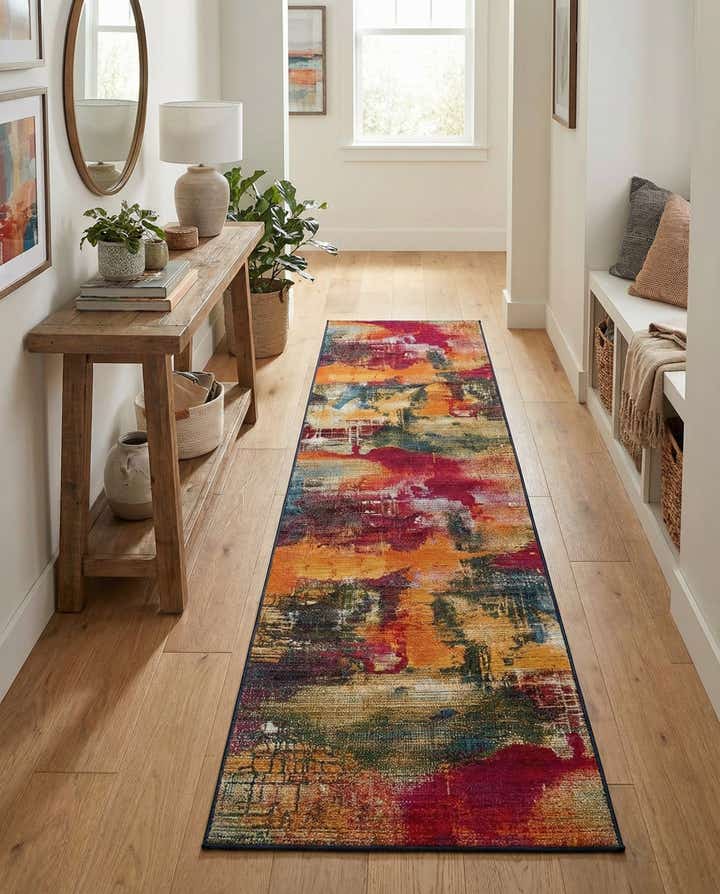 2' 7 x 12' Easy-Clean Modern Indoor / Outdoor Runner Rug