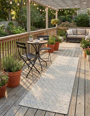 2' x 6' Easy-Clean Trellis Textured Indoor / Outdoor Runner Rug