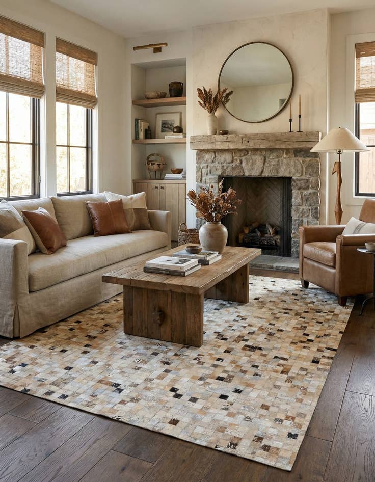 Detail image of 5' 3 x 7' 6 Cowhide Stocks Rug