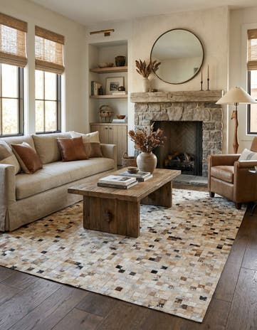 5' 3 x 7' 6 Cowhide Stocks Rug