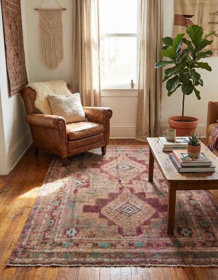 Detail image of 3' 6 x 5' 7  Hand Knotted Ultra Vintage Persian Wool Rug