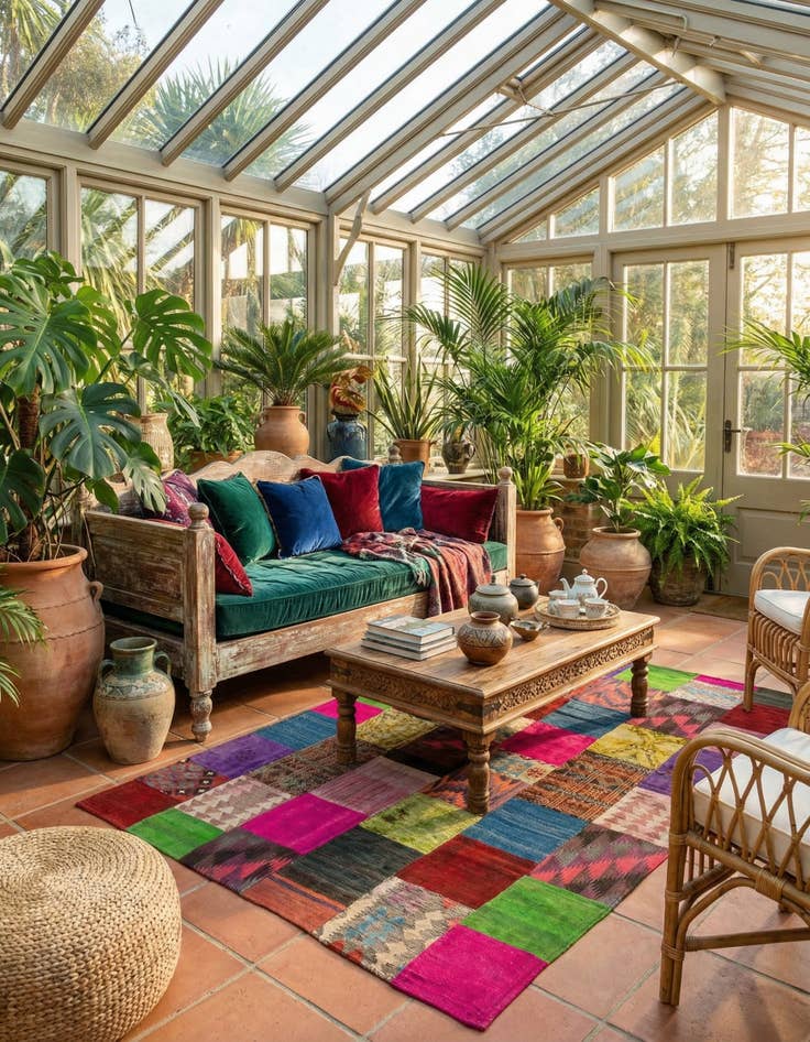 Detail image of  6' 8 x 9' 9  Hand Woven Kilim Patchwork Wool Rug