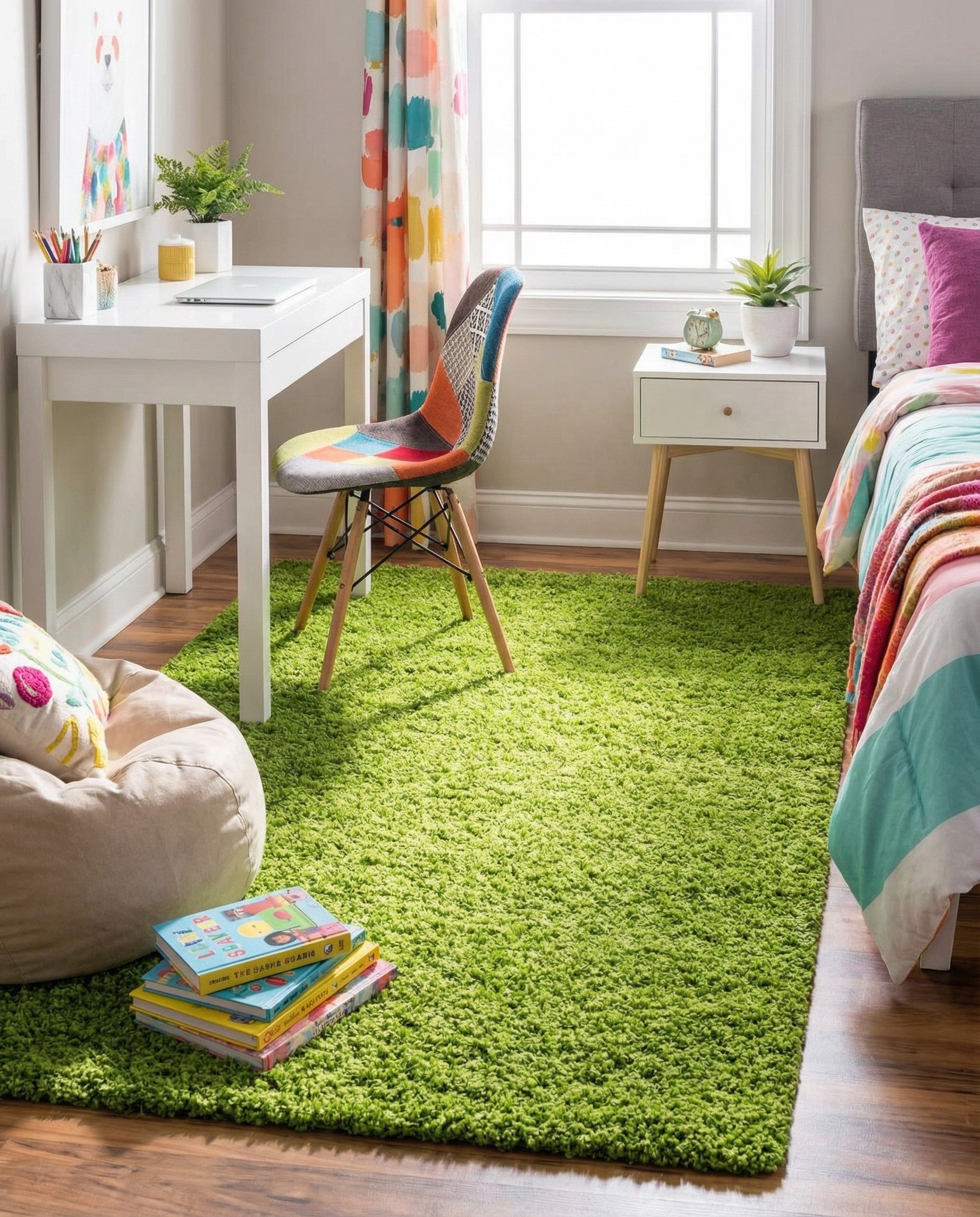  2' x 3' Solid Shag Rug