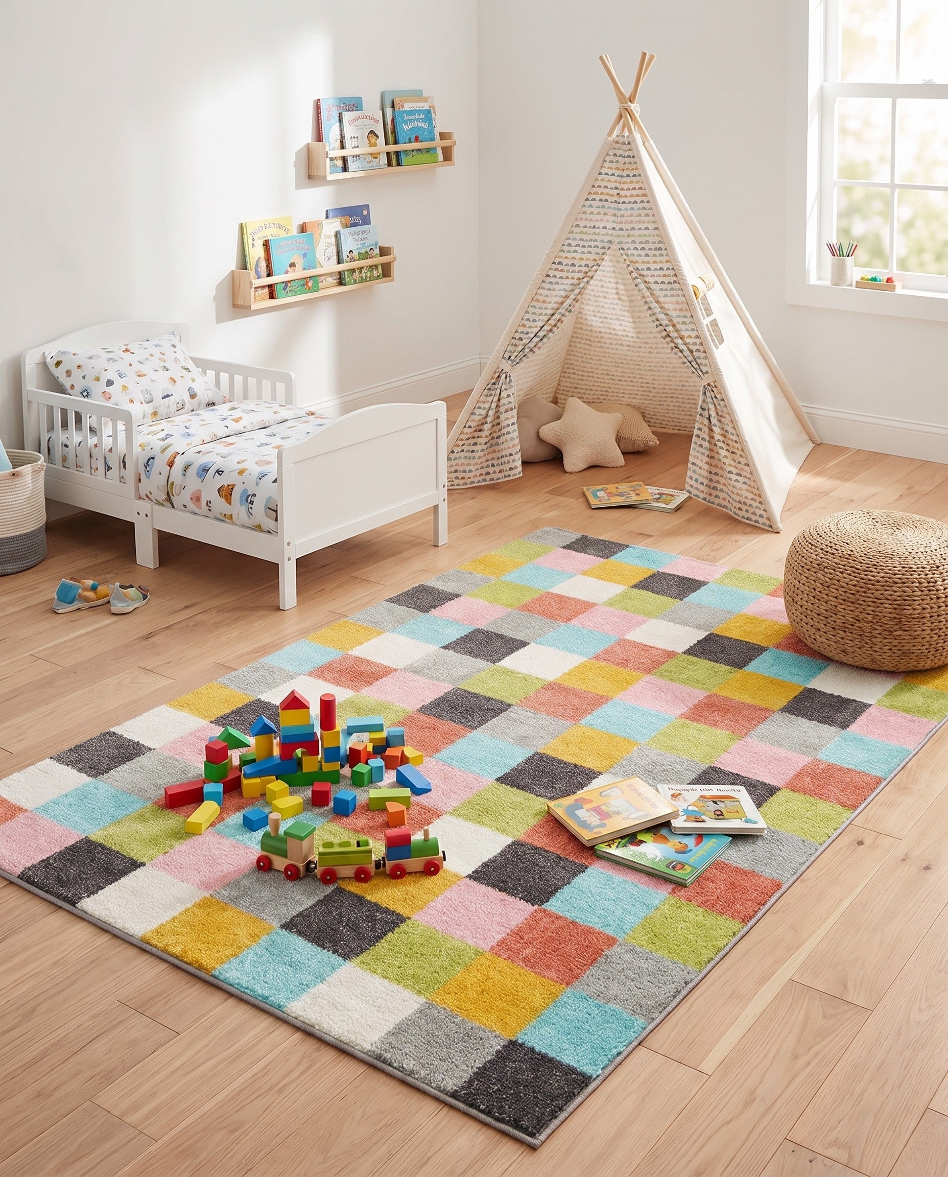 3' 11 x 5' 11 Checkered Whimsy Kids Rug
