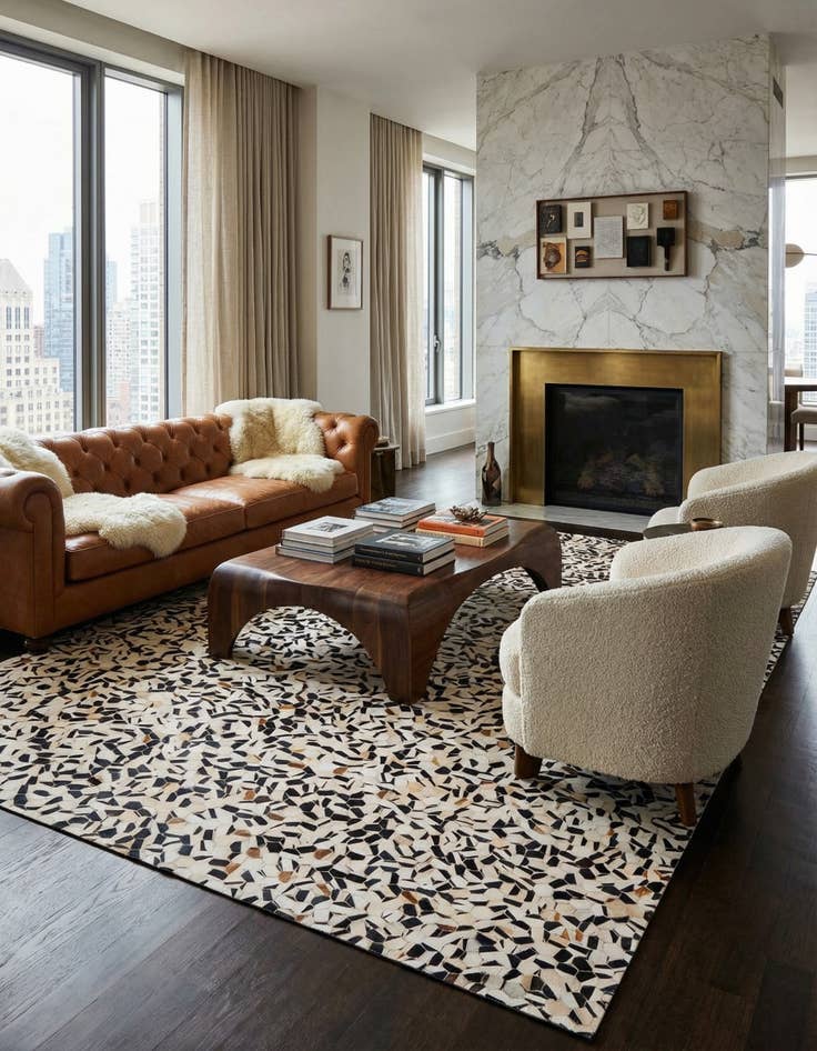 Detail image of 7' 11 x 9' 11 Cowhide Stocks Rug