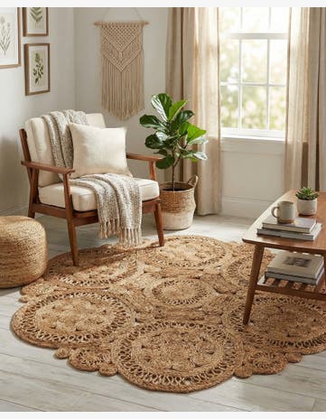 Natural Handmade Braided Jute Round Rug