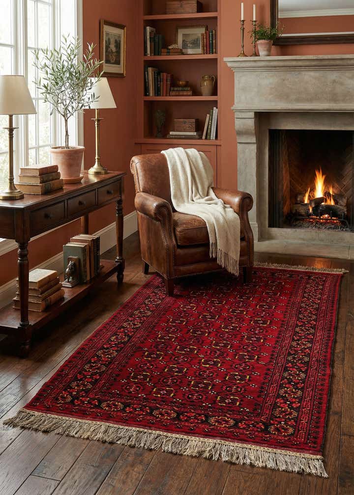 3' 6 x 5' 10 Hand Knotted Afghan Akhche Wool Rug
