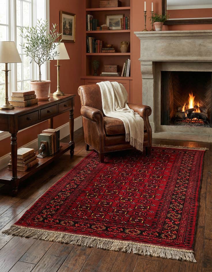 Detail image of 3' 6 x 5' 10  Hand Knotted Afghan Akhche Wool Rug