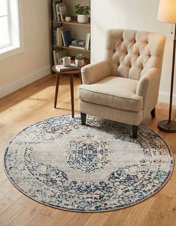Gray Amulet Round Rug