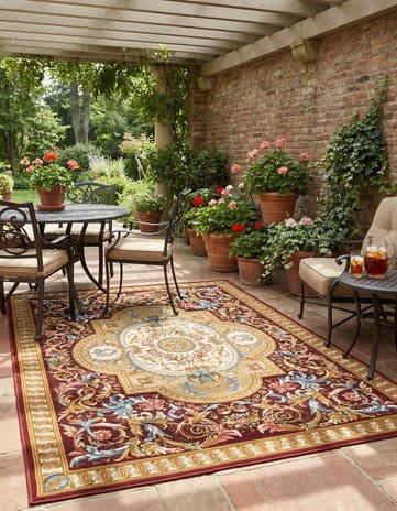 5' 2 x 7' 7 Easy-Clean Traditional Indoor / Outdoor Rug