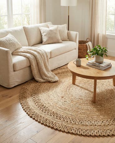  4' 1 x 4' 1  Hand Braided Jute Round Rug