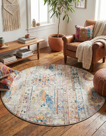 Beige Vega Round Rug