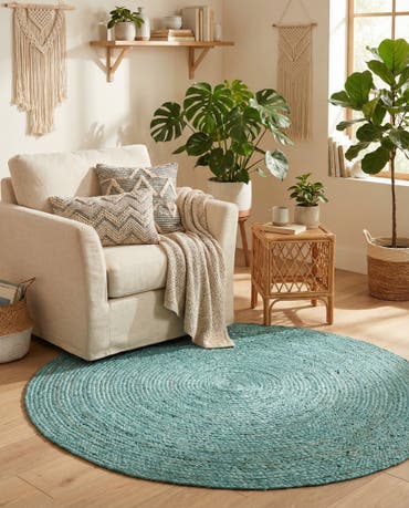  3' 3 x 3' 3  Hand Braided Jute Round Rug