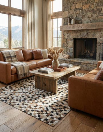 5' 1 x 8' Cowhide Leather Rug