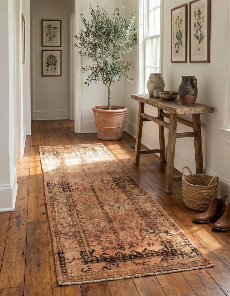 Detail image of 3' 4 x 9' 10  Hand Knotted Ultra Vintage Persian Wool Runner Rug