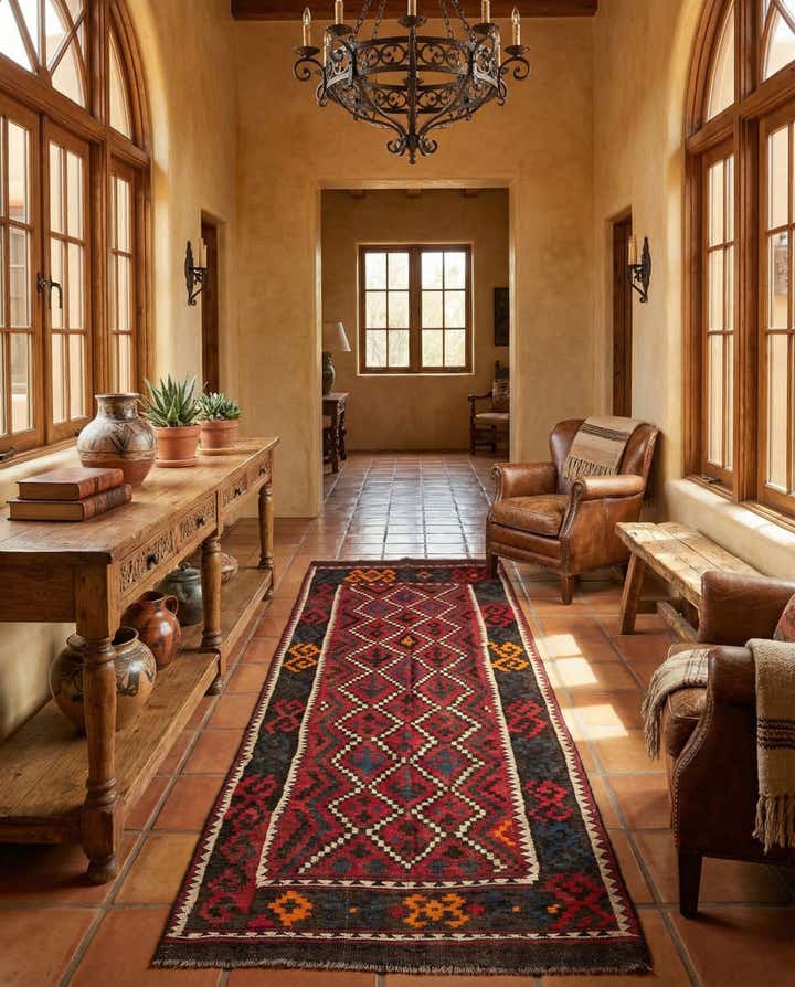 4' 6 x 10' 1 Hand Woven Kilim Afghan Wool Runner Rug