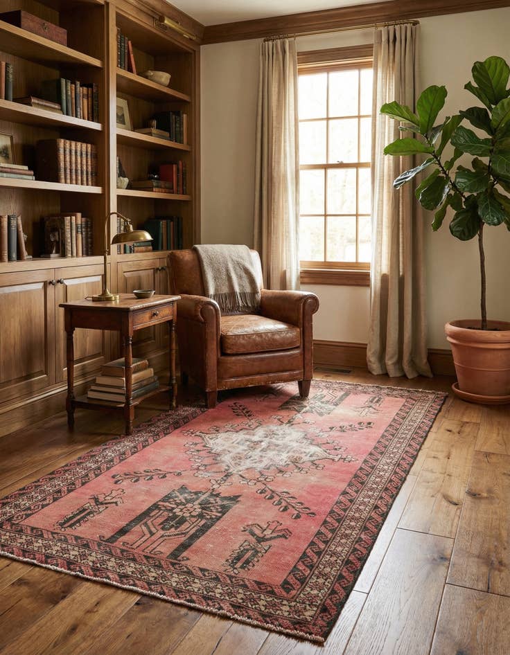 Detail image of  3' 9 x 6' 9  Hand Knotted Ultra Vintage Persian Wool Rug