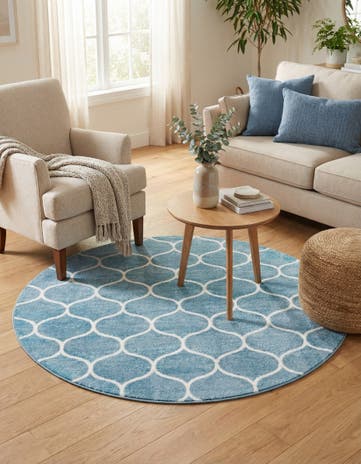 4' x 4' Lattice Frieze Round Rug