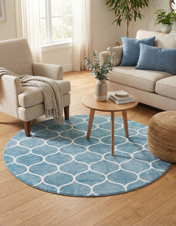 4' x 4' Lattice Frieze Round Rug