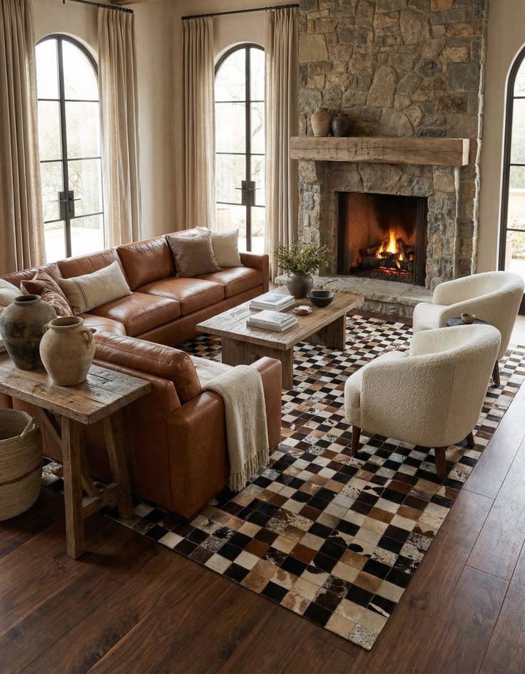 Detail image of 7' 11 x 9' 9 Cowhide - Patchwork Rug