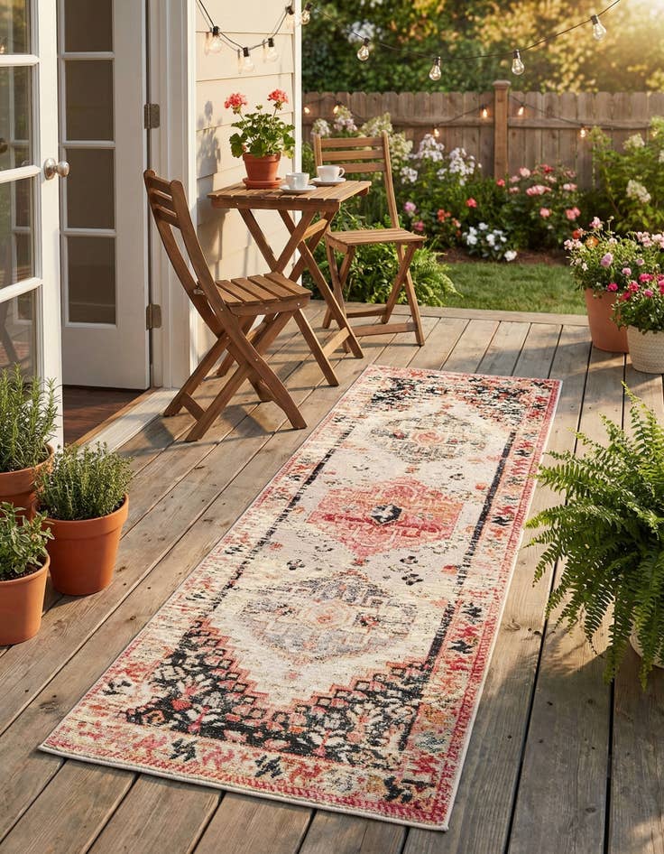 Detail image of 2' x 6' Easy-Clean Traditional Indoor / Outdoor Runner Rug