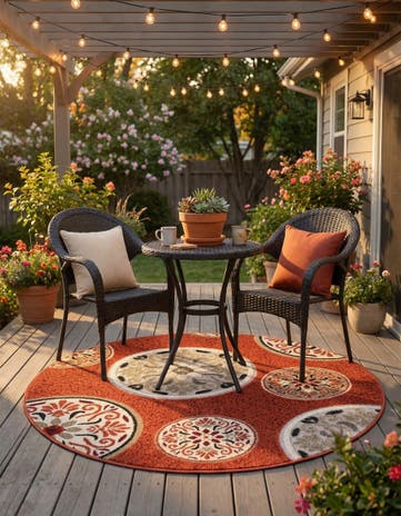4' x 4' Easy-Clean Modern Indoor / Outdoor Round Rug