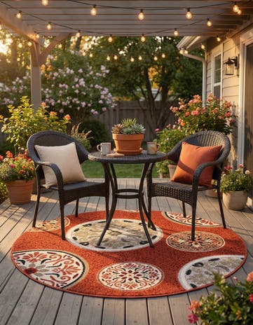 4' x 4' Easy-Clean Modern Indoor / Outdoor Round Rug