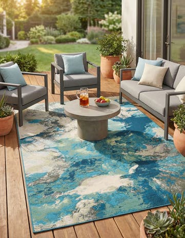 5' 3 x 8' Easy-Clean Modern Indoor / Outdoor Rug