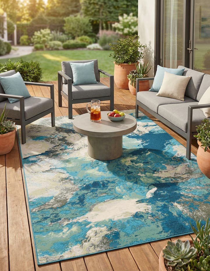 5' 3 x 8' Easy-Clean Modern Indoor / Outdoor...