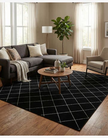 Black and Silver Vogue Geo Square Rug