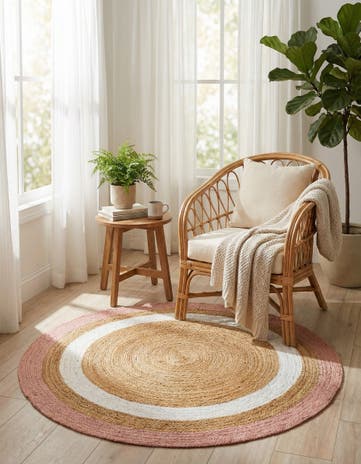 5' 1 x 5' 1 Handmade Braided Jute Round Rug