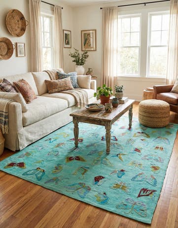 5' 6 x 7' 4 Hand Woven Kilim Suzani Wool Rug